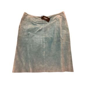 Express Womens Teal Suede Genuine Leather Pencil Skirt Lined Size 9/10